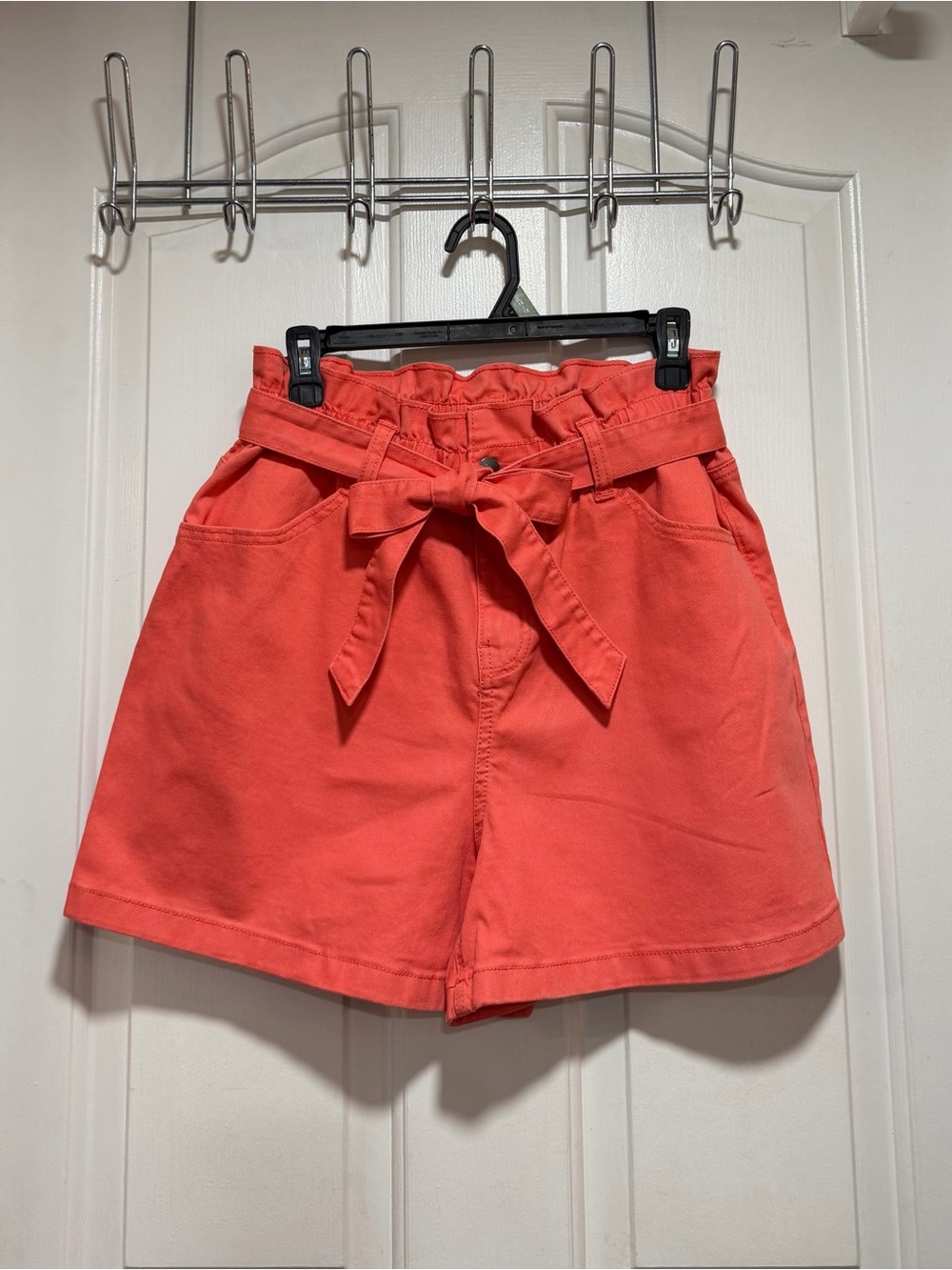 Time and Tru Coral Paperbag High Waist Shorts with Tie